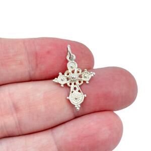 Vintage Sterling Silver 925 Ornate Filigree Cross Pendant